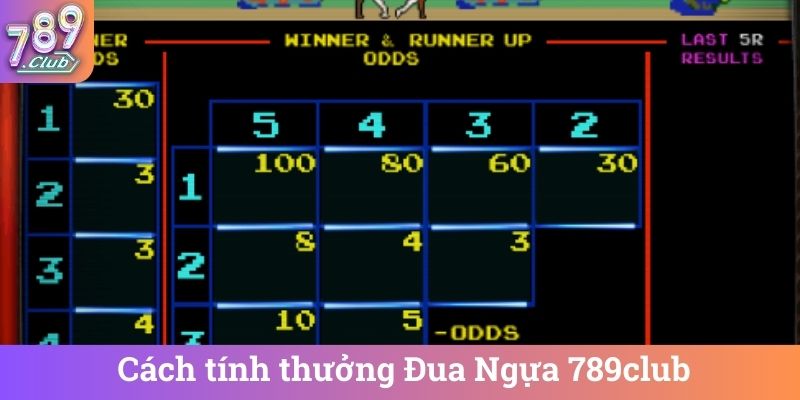 Cách tính thưởng Đua Ngựa 789club